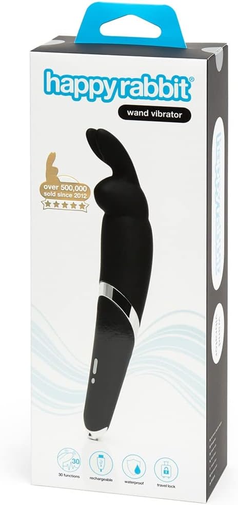 Love Honey Happy Rabbit Rechargeable Wand Vibrator Black