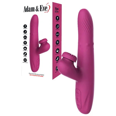 Adam & Eve ROSE GOLD REVOLVING RABBIT - Purple 22.5cm USB Rechargeable Spinning & Thrusting Rabbit Vibrator