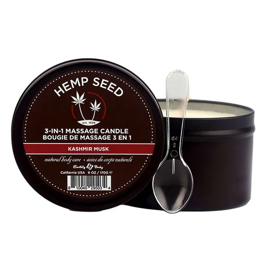 Earthly Body Hemp Seed 3-In-1 Massage Candle - Kashmir Musk (Brandy, Magnolia & Vanilla Musk) - 170g