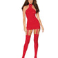 Dreamgirl Sheer Garter Bodystocking with Thigh High Red Size OS