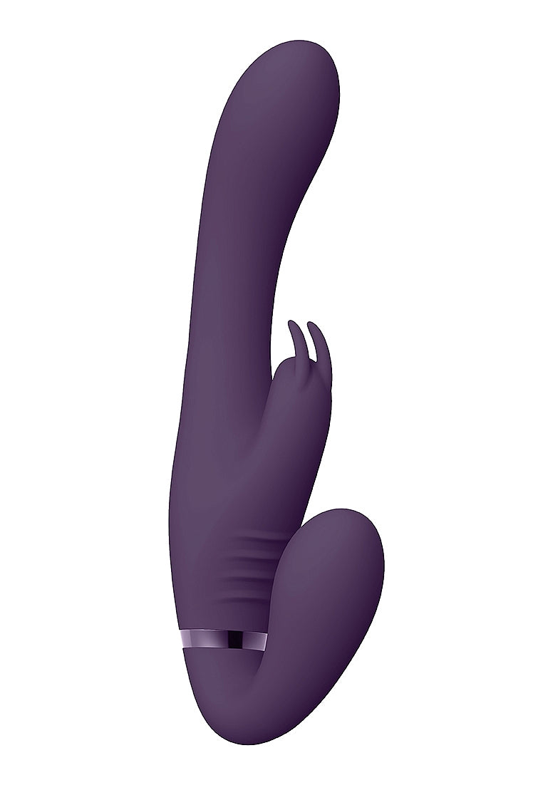 Shots Toys | VIVE Suki Vibrating G-Spot Clitoral Triple Vibrator Strapless Strap On Purple