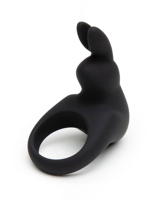 Love Honey Happy Rabbit Rechargeable Vibrating Rabbit Cock Ring Black