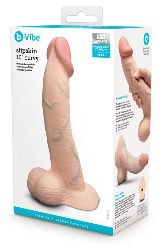 COTR | B-Vibe Slipskin Realistic Silicone Dildo - 10" Curved Cream