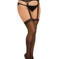 Dreamgirl Plus Size Sheer Suspender Pantyhose Black Size OSX