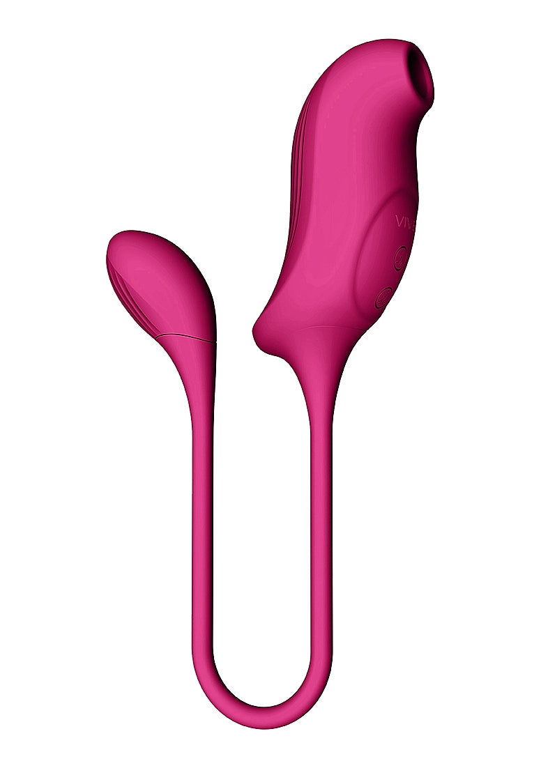 Shots Toys | VIVE Quino Double Action Air Wave & Vibrating Egg Vibrator Pink