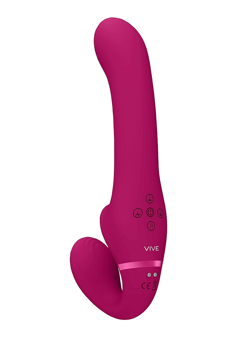 Shots Toys | VIVE AI Dual Vibrating & Air Wave Tickler Strapless Strapon Pink