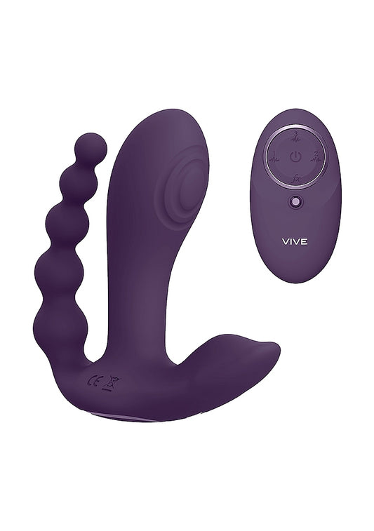 Shots Toys | VIVE Kata Pulse Wave G-Spot Clitoral Anal Triple Vibrator Purple w Remote