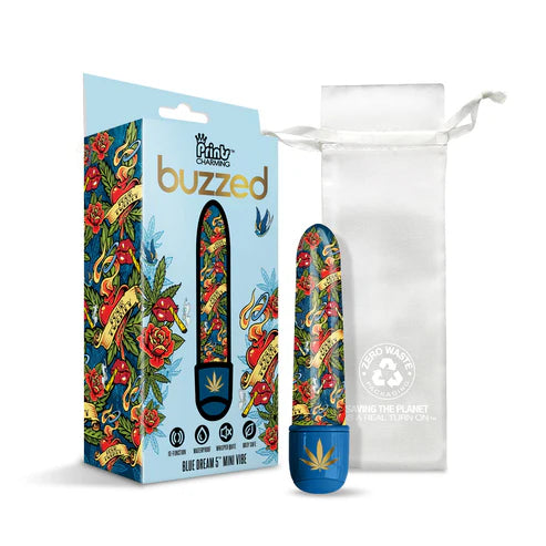 Global Novelties | Prints Charming Buzzed 5" Mini Vibe Vibrator Blue Dream w/Storage Bag