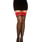 Dreamgirl Sheer Thigh High Stockings with Contrast Lace Red/Black Size OS