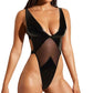 Oh La La Cheri Black Limitless Soft Cup High Leg Teddy With Vinyl And Mesh Size S/M or L/XL