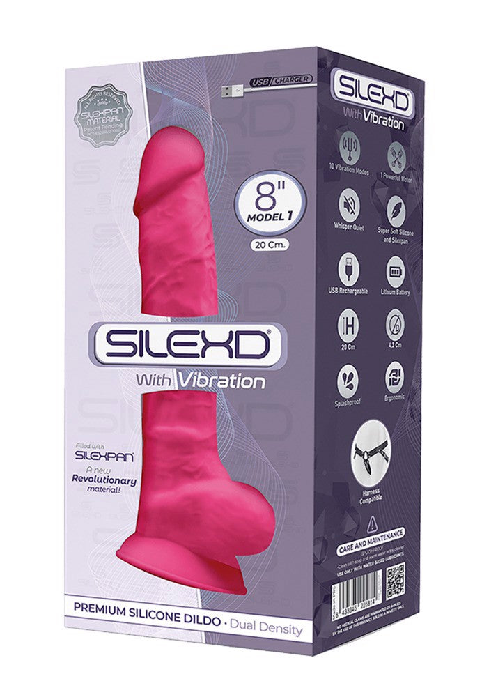 Adrien Lastic Silexd 8" Model 1 Realistic Silicone Dildo with Vibration - Pink