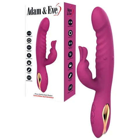 Adam & Eve ROSE GOLD G-SPOT RABBIT - Purple 22.5cm USB Rechargeable Rabbit Vibrator with Flicking Tip