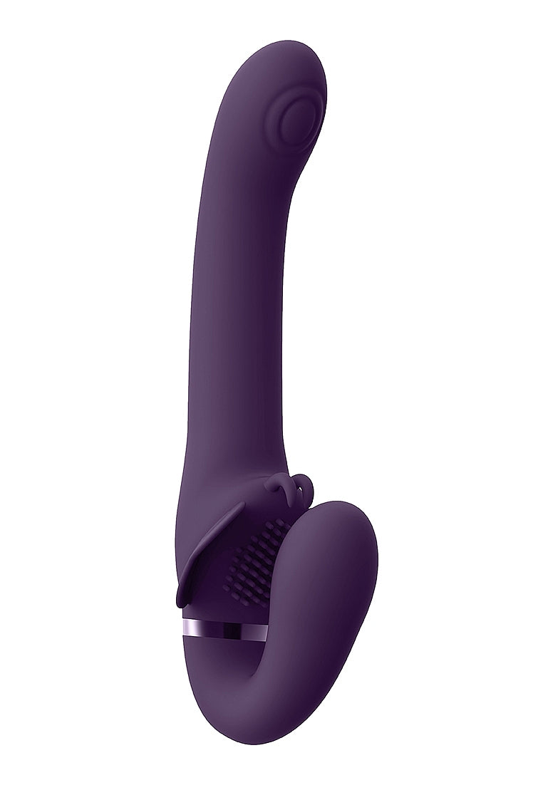 Shots Toys | VIVE Satu Vibrating Strapless Strap On Purple