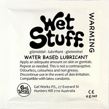 Wet Stuff Warming Water Based Lubricant Sample Travel Sachets 4g (100 Pack)