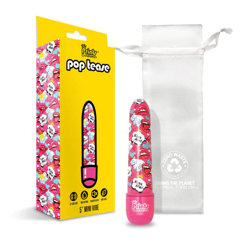 Global Novelties | Prints Charming Pop Tease 5" Mini Vibrator Pink w/storage bag