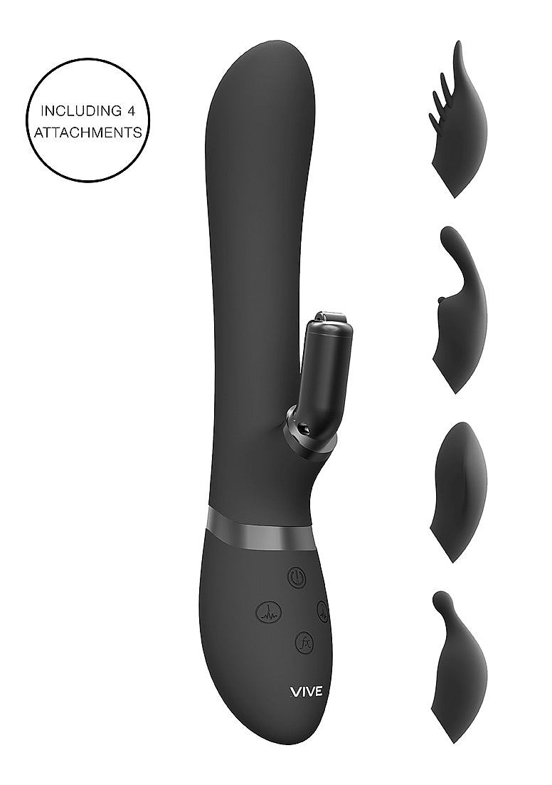 Shots Toys | VIVE Chou Rabbit Vibrator with Interchangeable Attachments Black