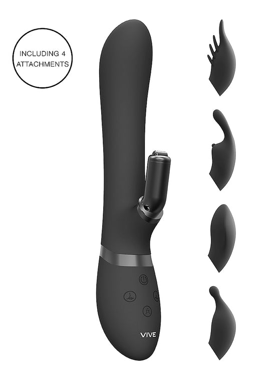 Shots Toys | VIVE Chou Rabbit Vibrator with Interchangeable Attachments Black