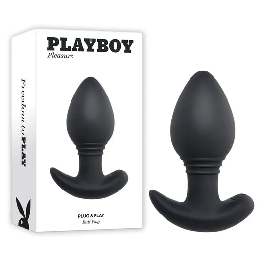 Playboy Pleasure PLUG & PLAY Black 10.3cm USB Rechargeable Vibrating Butt Plug w Wireless Remote