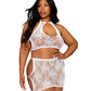 Dreamgirl Plus Size Seamless Lace Bralette and Mini-Skirt Set with Gold-Heart Details Size OSQ