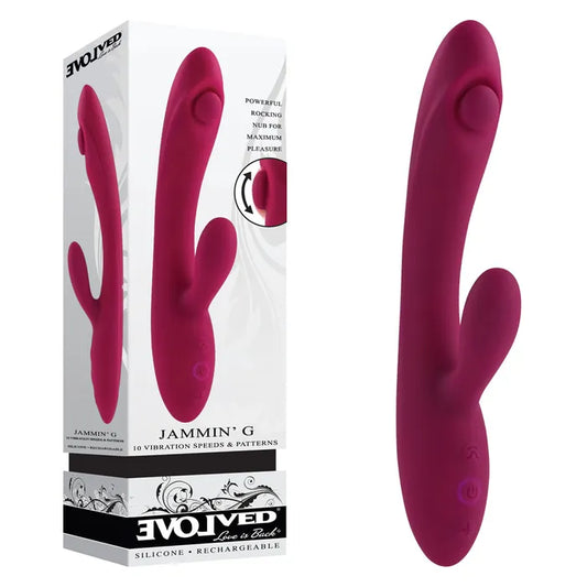 Evolved JAMMIN' G Burgundy 20.1cm USB Rechargeable Rabbit Vibrator