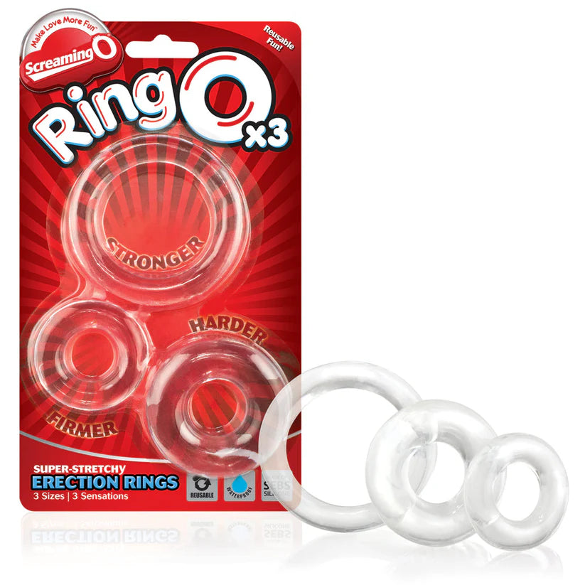 ScreamingO RingO x3 Cock Rings Clear - 3 Pack