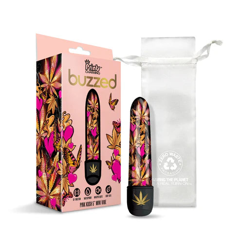 Global Novelties | Prints Charming Buzzed 5" Mini Vibe Vibrator Pink Kush w/Storage Bag