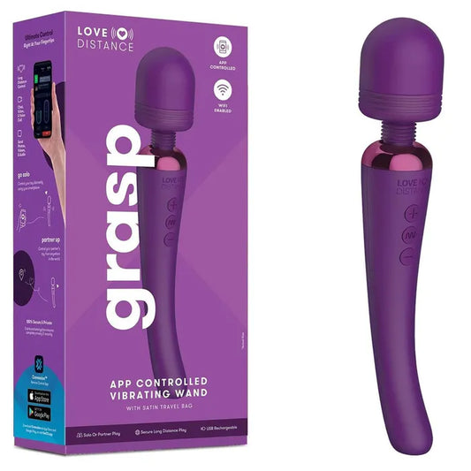 Love Distance GRASP Purple 22.9cm USB Rechargeable Massager Wand App Control