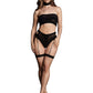 Le Desir Shade - Ananke XII - Three Piece with Choker, Bandeau Top and Pantie with Garters Black Size OS