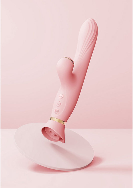 ZALO Rose Thumping Heating Suction Rabbit Vibrator Sakula Pink