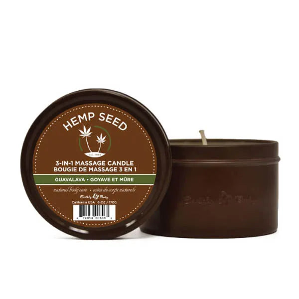 Earthly Body Hemp Seed 3-In-1 Massage Candle - Guavalava (Guava & Blackberry) - 170g