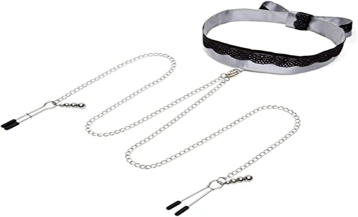 Fifty Shades of Grey Play Nice Satin and Lace Collar and Nipple Clamps