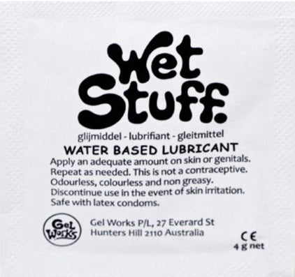 Wet Stuff Plain with Vitamin E Water Based Lubricant Sachets 4g (100 Pack)