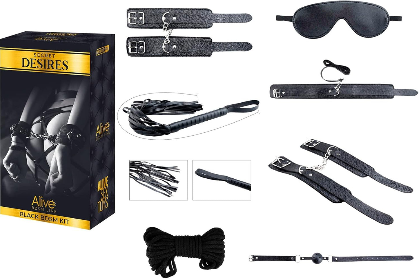 Adrien Lastic Alive Secret Desires Black BDSM Kit (8 Pcs)