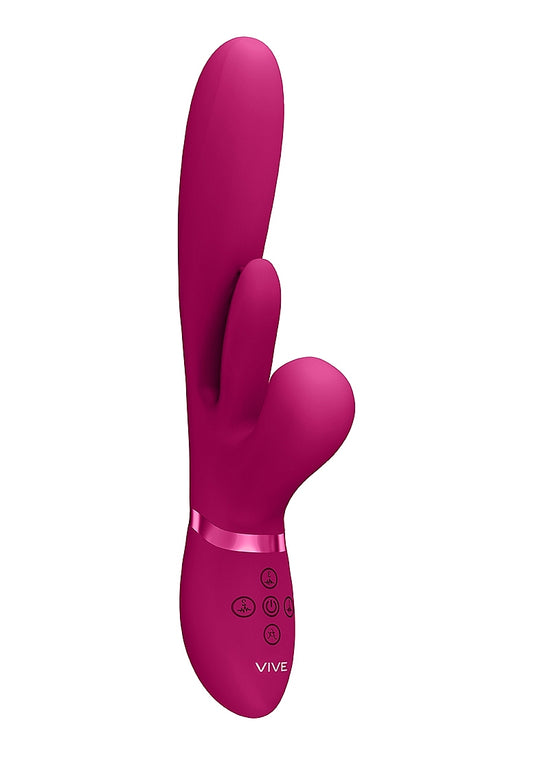 Shots Toys | VIVE Kura Thrusting G-Spot Vibrator Flapping Tongue & Pulse Wave Pink