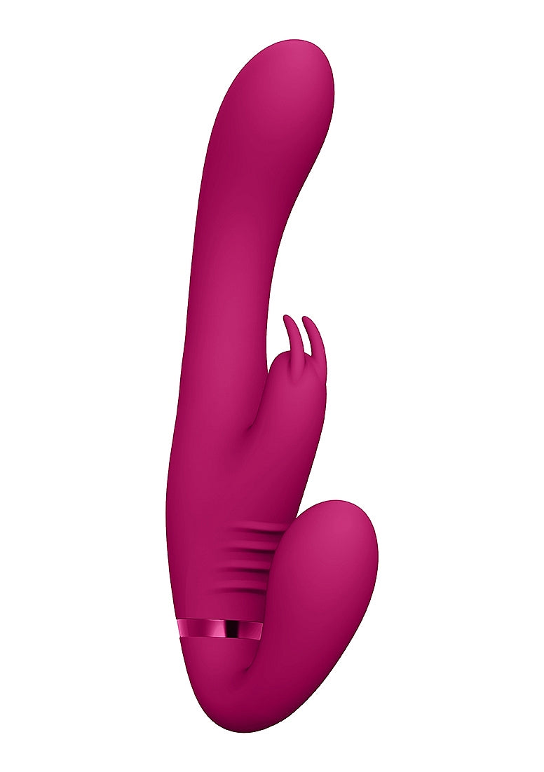 Shots Toys | VIVE Suki Vibrating G-Spot Clitoral Triple Vibrator Strapless Strap On Pink