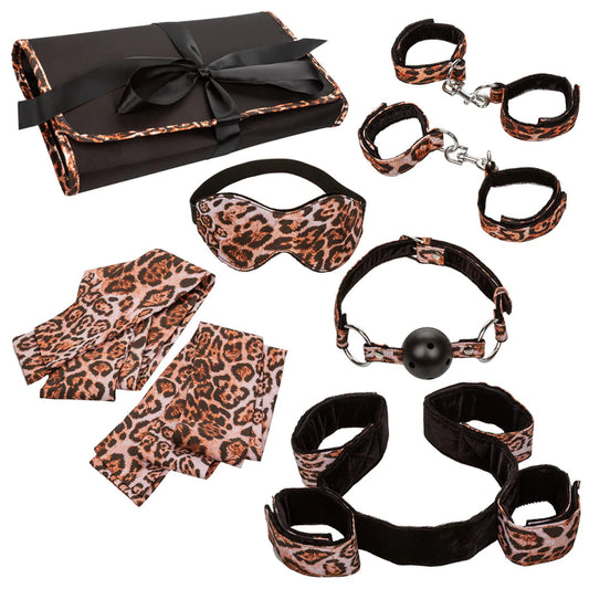 Calexotics Surrender Adventure Set - 8 Piece Leopard Print Bondage Kit