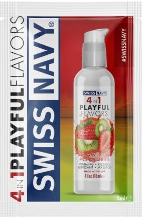 Swiss Navy Straw-Kiwi Pleasures Edible Lube Lubricant 5ml Sachets (100 Pack)