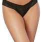 Dreamgirl Stretch Lace Low-Rise Thong Black Size OS