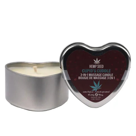 Earthly Body Hemp Seed 3 in 1 Massage Heart Candle - Cupids Cuddle (Coconut, Monoi, White Cedar) - 113g