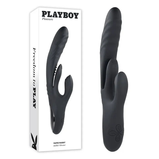 Playboy Pleasure RAPID RABBIT Black 26.4cm USB Rechargeable Rabbit Vibrator