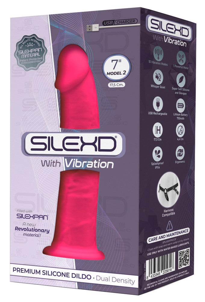 Adrien Lastic Silexd 7" Model 2 Realistic Silicone Dildo with Vibration - Pink