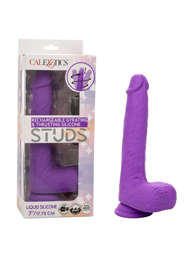 CalExotics Rechargeable Gyrating Thrusting Silicone Studs Vibrator Dildo Purple