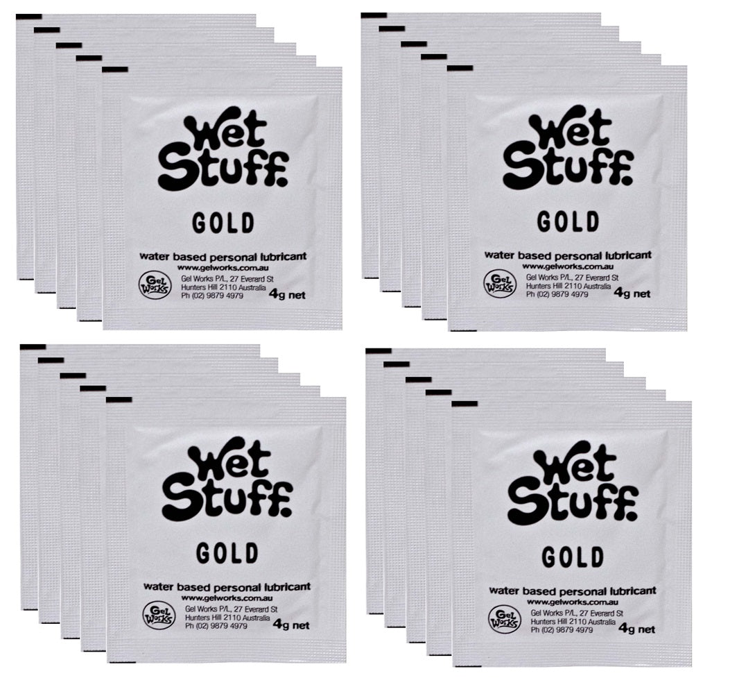 Wet Stuff Gold Water Based Lubricant Travel 4g 1/5/10/15/20/25/50/100 Sachets