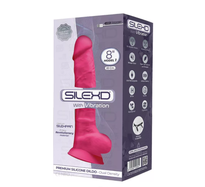 Adrien Lastic Silexd 8" Model 1 Realistic Silicone Dildo with Vibration - Pink