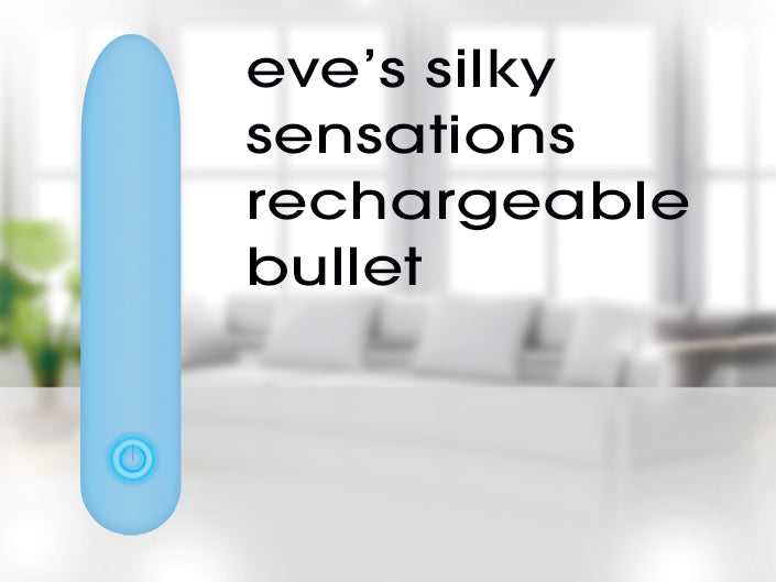 Adam & Eve Eve's Silky Sensations USB Rechargeable Bullet Vibrator Blue 9.4cm