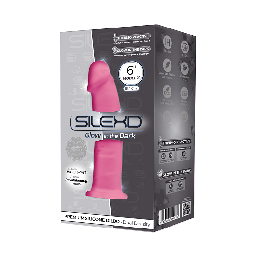 Adrien Lastic Silexd 6" Model 2 Premium Silicone Dildo - Pink Glow In The Dark