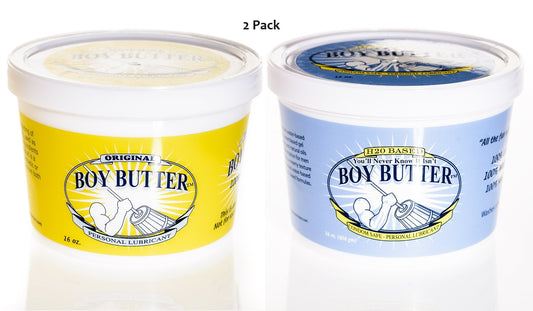 Boy Butter Original Tub Oil Based + H2O Water Based Lube Lubricant - 2 Pack