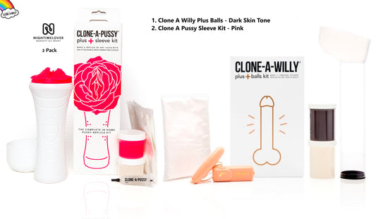 Clone a Willy Plus Balls Deep Skin Tone + Clone a Pussy Sleeve Kit - 2 Pack