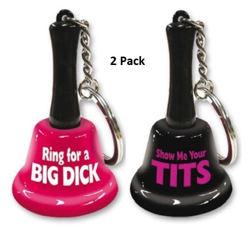 Ozze Creations | Ring For Big Dick + Show Me Tits Mini Bell Keychain - 2 Pack