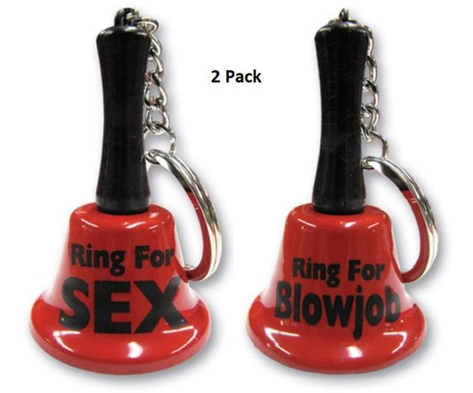 Ozze Creations | Ring For Sex + Ring For Blowjob Mini Bell Keychain - 2 Pack